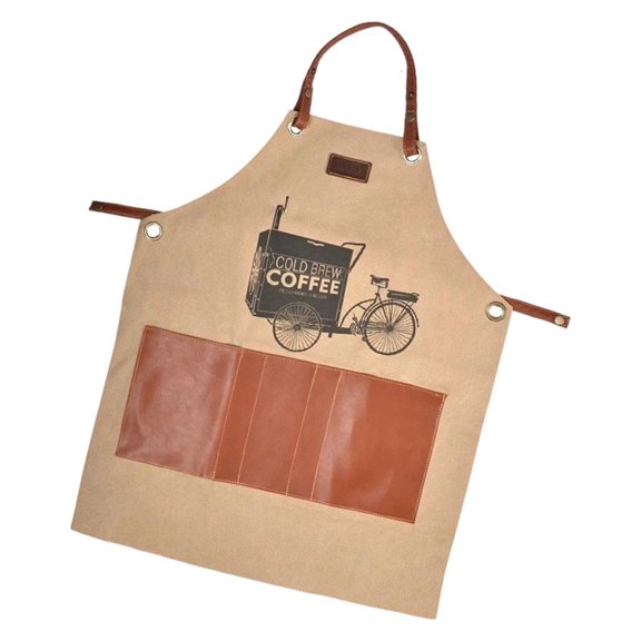 HannLk Water Resistant Work Apron Coffee Apron Water Resistant PU Layer Cooking Apron