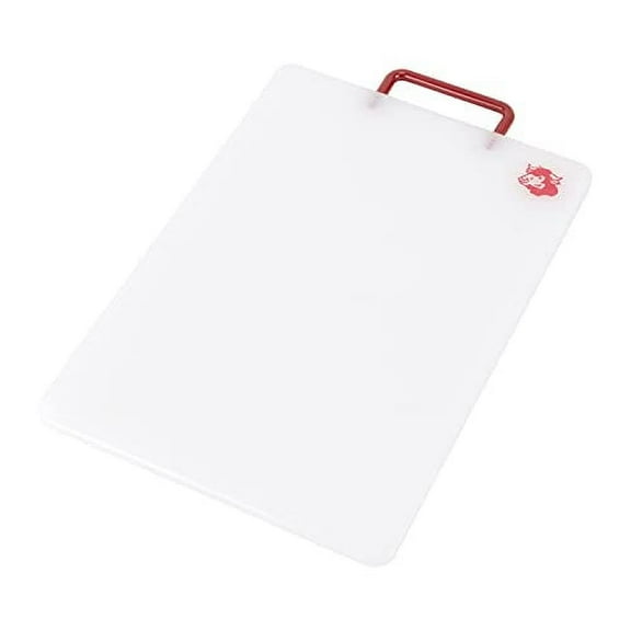 Hanna Cutting Board, Meat- Clear with Red Handle