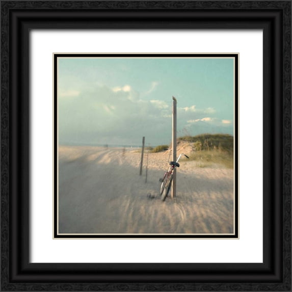 Hanna, Dawn D. 26x26 Black Ornate Wood Framed with Double Matting Museum Art Print Titled - Biking on Ocracoke
