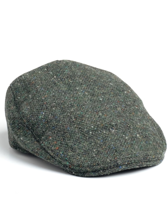 Donegal Touring Tweed Cap 100% Irish Wool Driving Flat Hat for Men Made in Ireland | Green Fleck Salt and Pepper