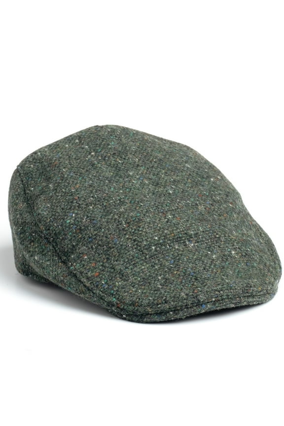 Donegal Touring Tweed Cap 100% Irish Wool Driving Flat Hat for Men Made in Ireland | Green Fleck Salt and Pepper