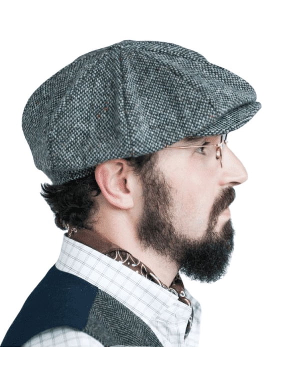 Irish Newsboy Cap Donegal Tweed 8 Piece 100% Wool Hat for Men Made in Ireland