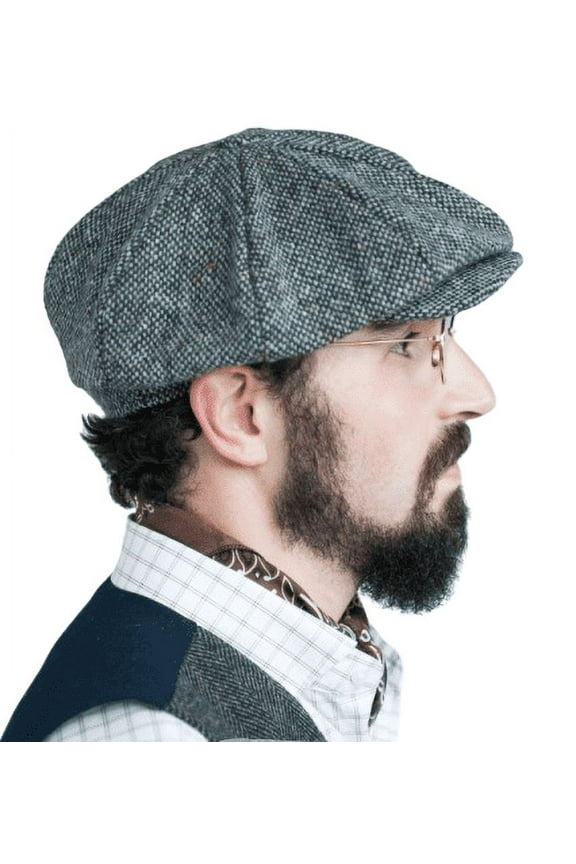 Irish Newsboy Cap Donegal Tweed 8 Piece 100% Wool Hat for Men Made in Ireland