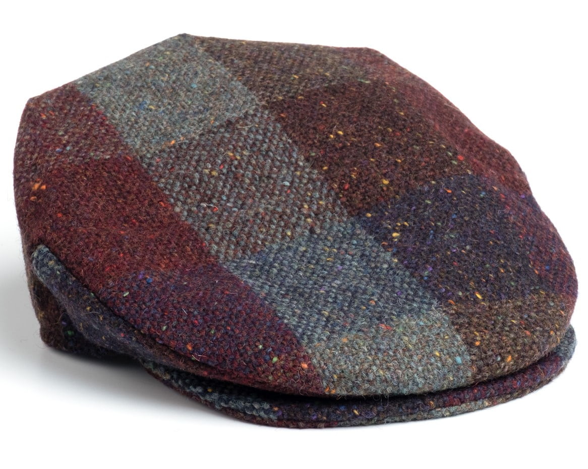 Hanna Hats Men's Donegal Tweed 100% Wool Vinatge Irish Driving Flat Cap Handcrafted in Ireland