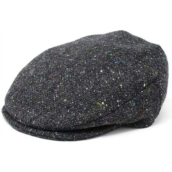 Hanna Hats Men's Donegal Tweed 100% Wool Vinatge Irish Driving Flat Cap Handcrafted in Ireland