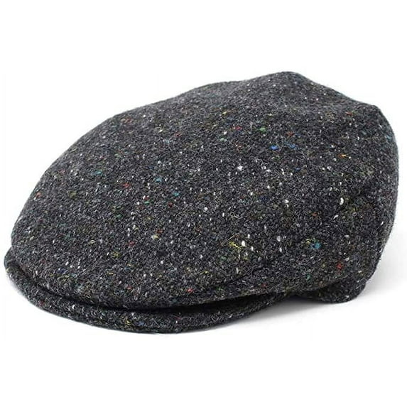 Hanna Hats Men's Donegal Tweed 100% Wool Vinatge Irish Driving Flat Cap Handcrafted in Ireland
