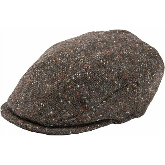 Hanna Hats Men's Donegal Tweed 100% Wool Vinatge Irish Driving Flat Cap Handcrafted in Ireland
