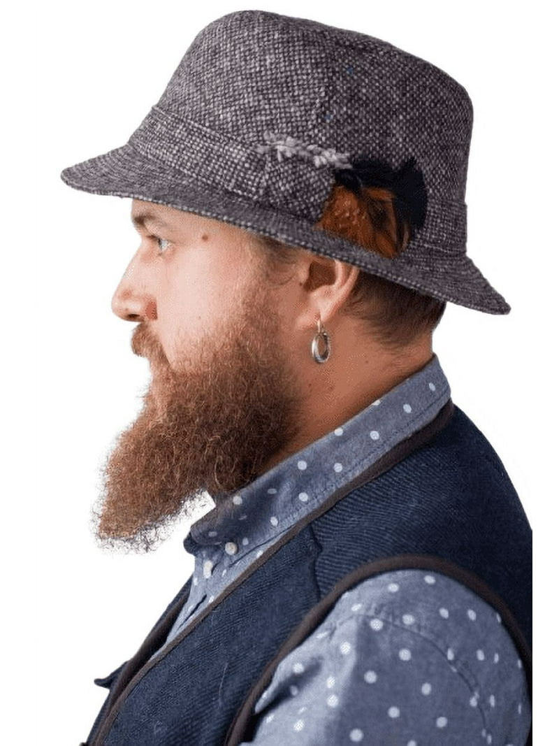 Hanna Hats Walking Hat, 100% Wool Tweed, Wide Brim, Unisex, Made