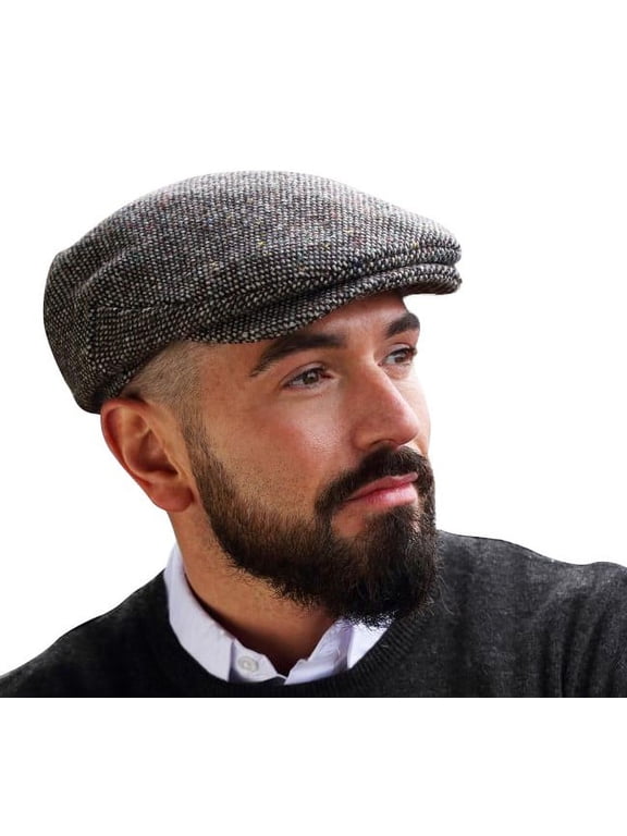 of Donegal Vintage Flat Cap 100% Wool Tweed Men's Irish Hat Handcrafted in Ireland
