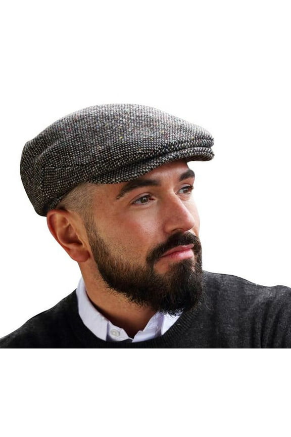 of Donegal Vintage Flat Cap 100% Wool Tweed Men's Irish Hat Handcrafted in Ireland