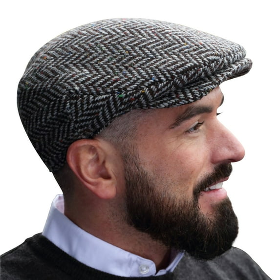 Hanna Hats of Donegal Vintage Irish Tweed 100 % Wool Men's Flat Driving Cap Handcrafted in Ireland