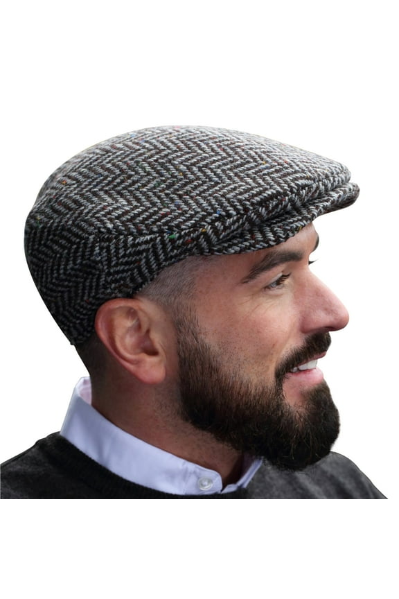 of Donegal Vintage Irish Tweed 100 % Wool Men's Flat Driving Cap Handcrafted in Ireland