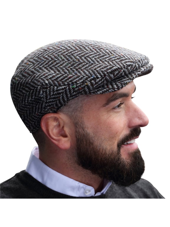 of Donegal Vintage Irish Tweed 100 % Wool Men's Flat Driving Cap Handcrafted in Ireland