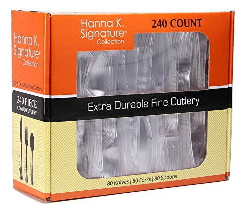 Hanna K Durable Heavyweight Plastic Silverware Clear Combo