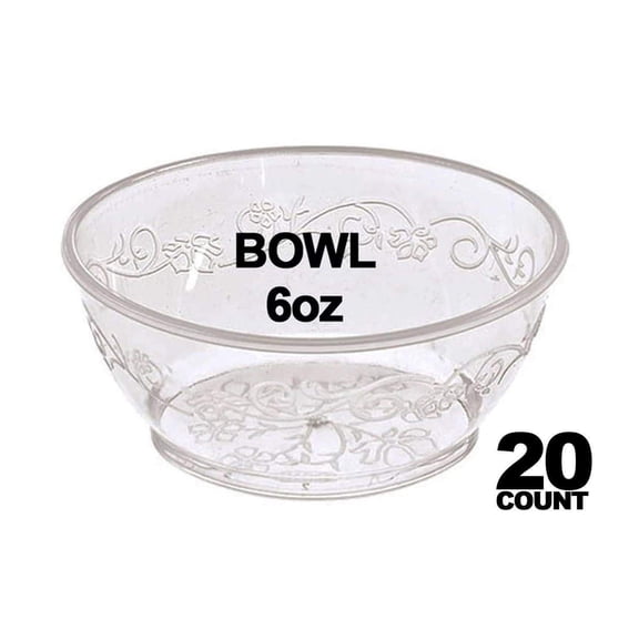 D'Vine Plastic Dessert Bowl Heavyweight Clear 6 oz Parties - 20 Ct