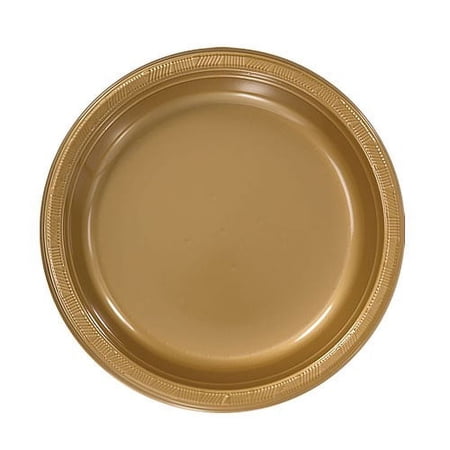Hanna K Plasticware Plastic Plate, Round, 7", Gold, 50 Ct