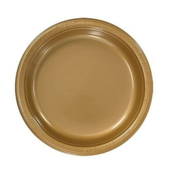 Hanna K Plasticware Plastic Plate, Round, 7", Gold, 50 Ct