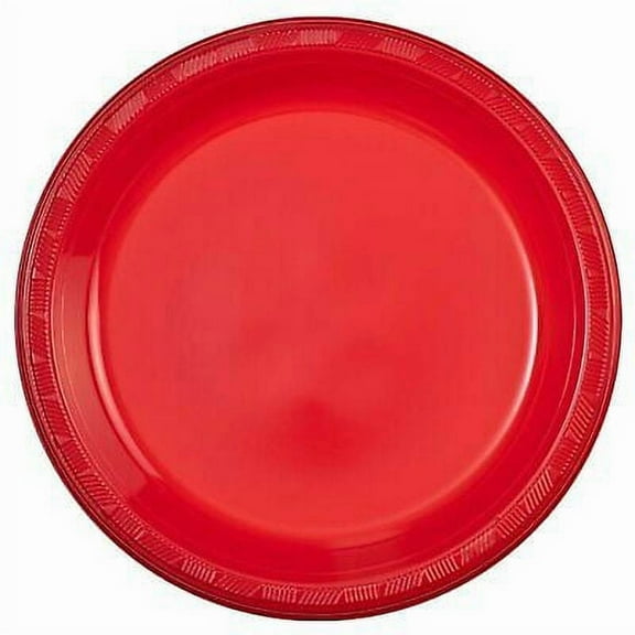 Hanna K. Signature 10" Plastic Plates Red for Dinner & Birthday Parties 50Ct