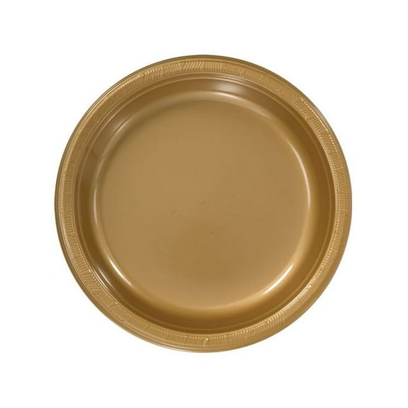 Hanna K. Signature 10" Round Gold Plastic Dinner Plates 50ct.