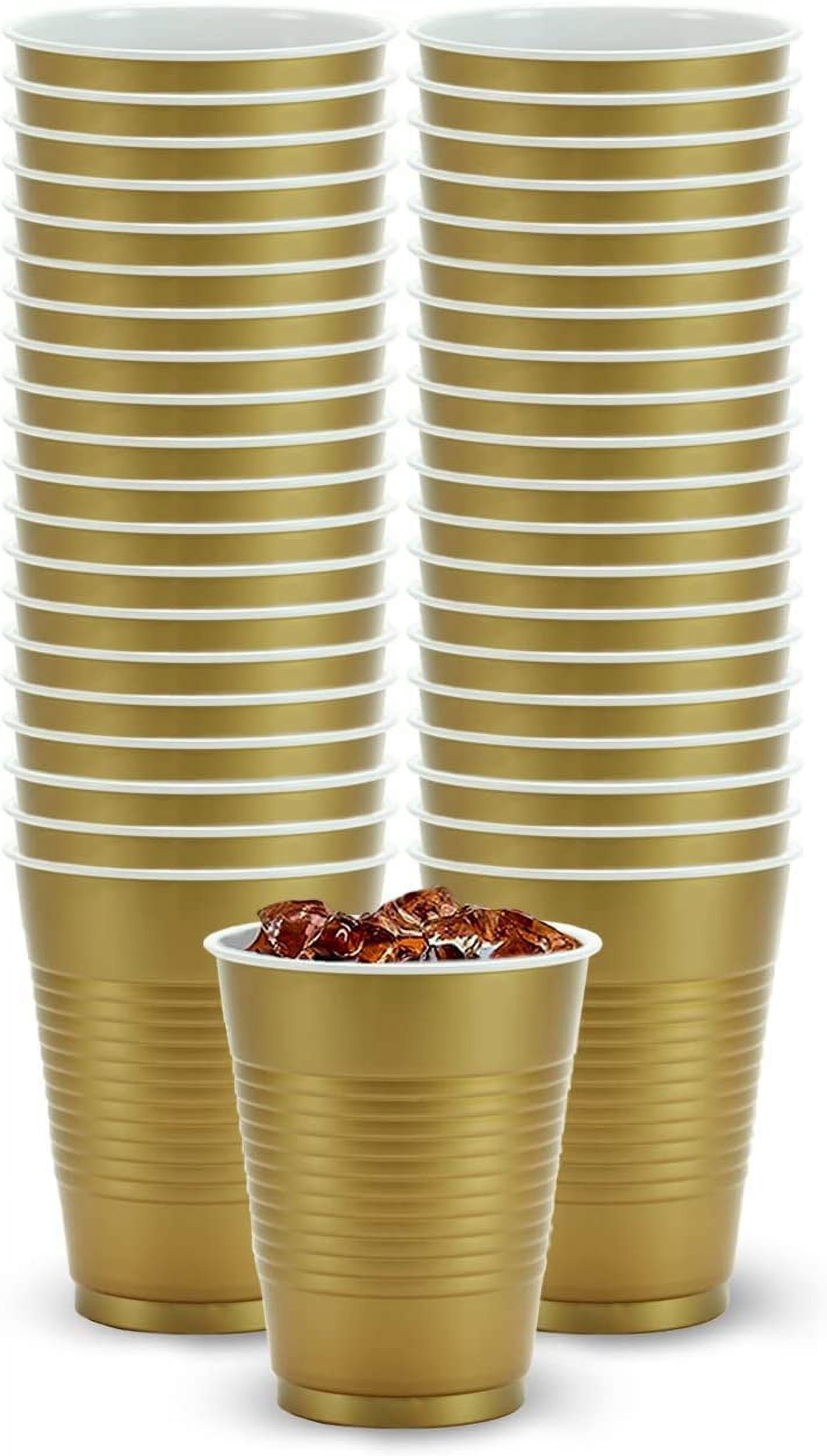 Hanna K Signature 600 Disposable Plastic Party Cups, 18-Ounce, Gold ...
