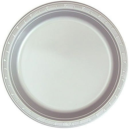 Hanna K. Signature Collection 100 Count Plastic Plate, 10-Inch, Silver