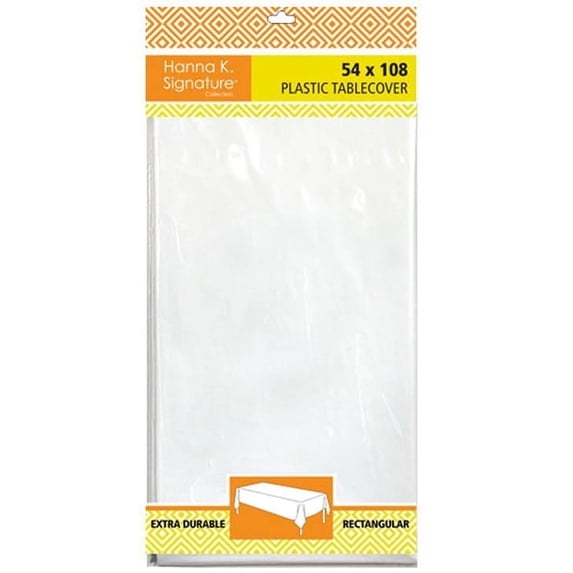 Hanna K. Signature Disposable Rectangular 54"X108" Plastic Tablecover: (Silver Lace)
