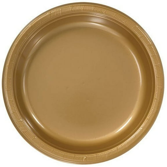 Hanna K. Signature Gold Plastic Party Plates, Round, 10", 50 Count