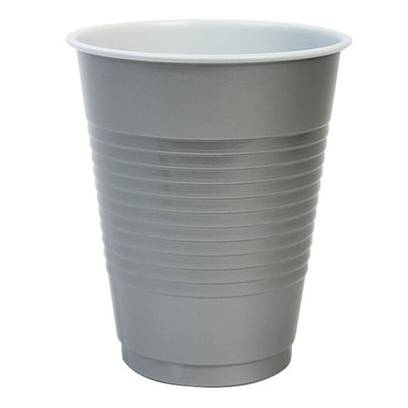 Disposable, Solid Color, Durable Hanna K. Signature Plastic Cups in Silver, 18 oz: Ideal for Parties, Events, and Everyday Beverage Needs:500CT