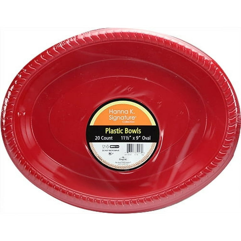 Hanna K Signature Red Oval Plastic Party Bowls, 20ct, 11.5x 9 