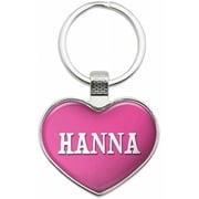 Hanna - Names Female Metal Heart Keychain Key Chain Ring, Pink