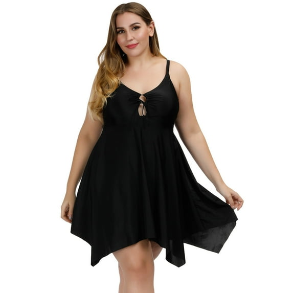 Hanna Nikole Women's Plus Size One Piece Irregular Hem Tummy Control Swimsuit Skirtini Bathing Suits 16W-28W