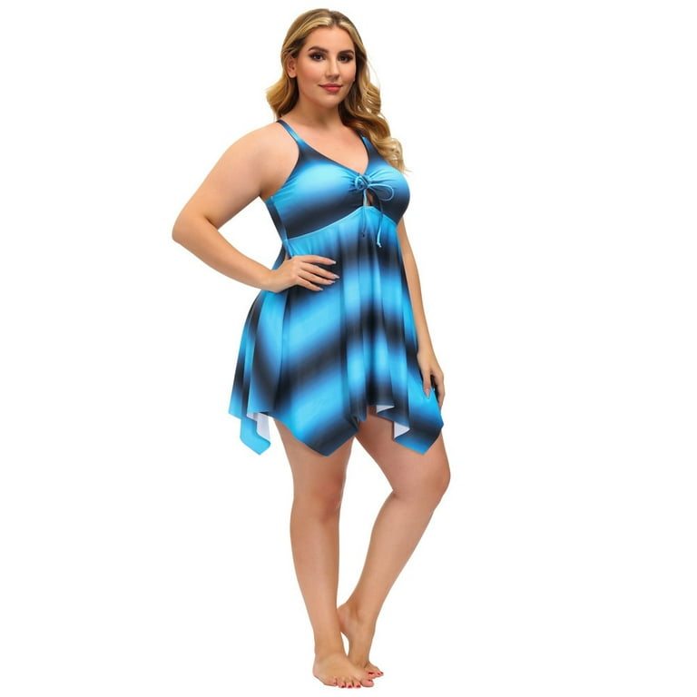 Hanna Nikole Womens Plus Size Boyleg One Piece Athletic Swimsuits Sport Lap Bathing  Suit Racerback Blue Printed Swimwear for Ladies 2XL at  Women's  Clothing store
