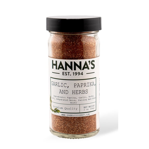 Hanna's Garlic, Paprika & Herb Seasoning, 4 fl oz Glass Jar