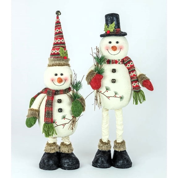 Hanna's Handiworks Berry Holly Snowman Stretch Leg Set of 2 Assortment