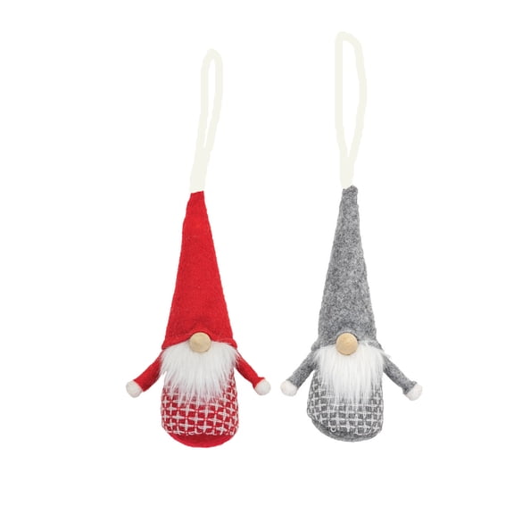 Hanna's Handiworks Gnome Christmas Plush Ornaments Set of 2- Xmas Hanging Decorations Gnome Hat Santa Beard Ornaments for Christmas Tree Fireplace Home Décor, 7.5 Inches Tall
