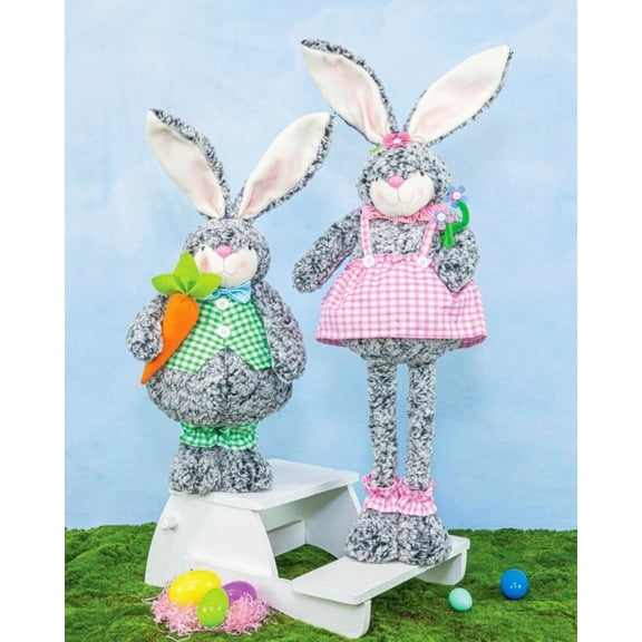 Hanna's Handiworks Grey Spring Bunny Stretch Leg Set of 2 Assortment