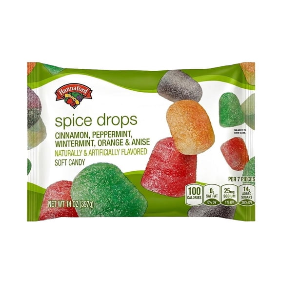 Hannaford Spice Drops Soft Candy, Cinnamon, Peppermint, Wintermint, Orange & Anise, 14 oz