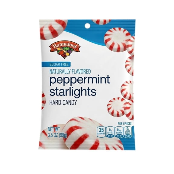 Hannaford Sugar Free Peppermint Starlights Hard Candy, 3.5 oz Bag