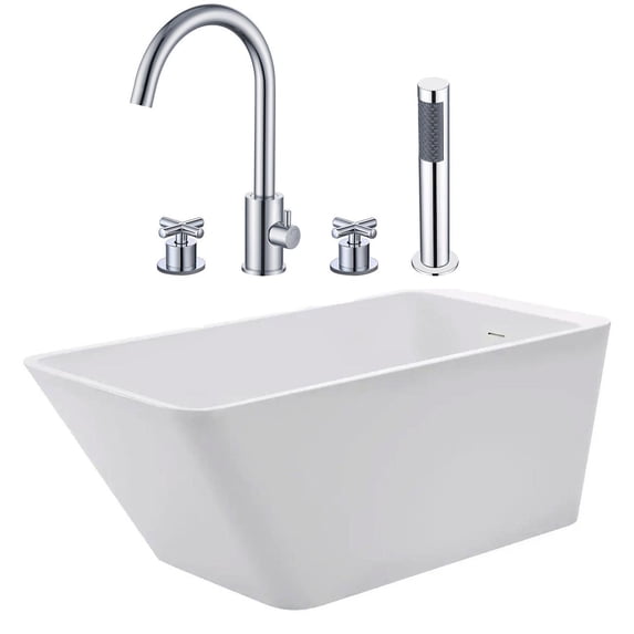 Hannah 59 Inch Acrylic Contemporary Freestanding Bathtub Package