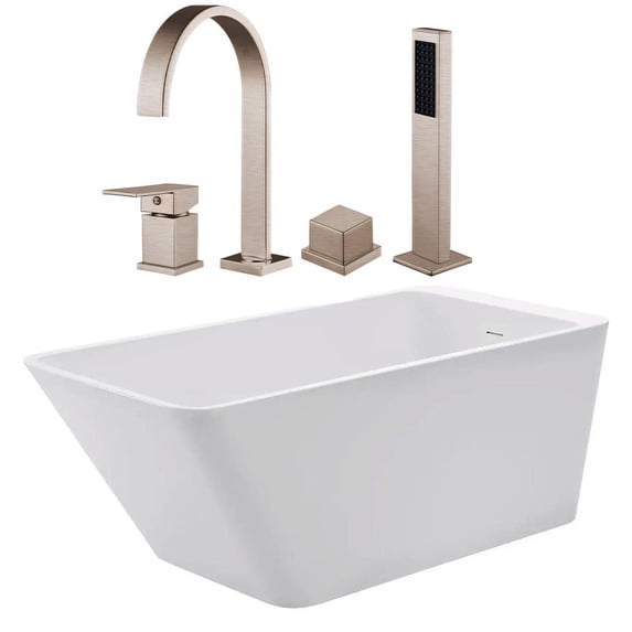 Hannah 59 Inch Acrylic Contemporary Freestanding Bathtub Package