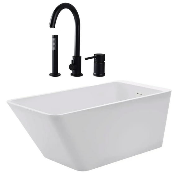Hannah 59 Inch Acrylic Contemporary Freestanding Bathtub Package