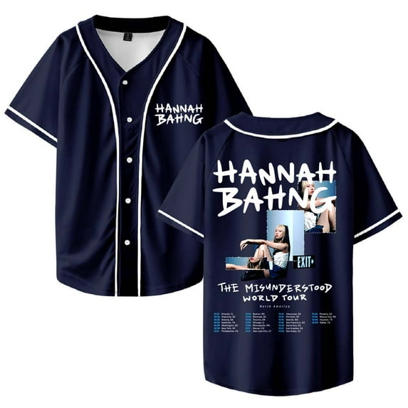 Hannah Bahng The Misunderstood Tour 2025 Baseball Jersey Shirt V-Neck Women Men Short Sleeve Streetwear Clothes