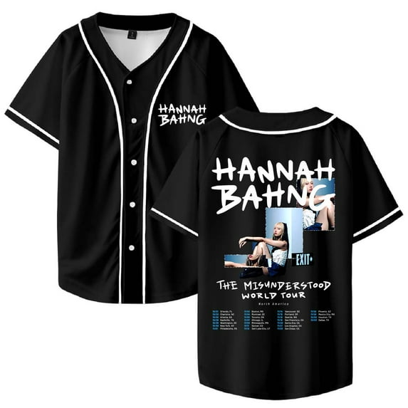 Hannah Bahng The Misunderstood Tour 2025 Baseball Jersey Shirt V-Neck Women Men Short Sleeve Streetwear Clothes