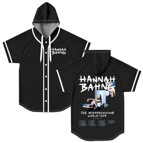 Hannah Bahng The Misunderstood Tour 2025 Hooded Baseball Jersey Short Sleeve Shirt Women Men Crewneck Tee