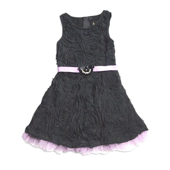 Hannah Banana by Sara Sara Sleeveless Rose and Crinolin Party Dress 30142-4 (Black)