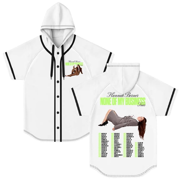 Hannah Berner None Of My Business Tour Hooded Baseball Jersey Short Sleeve Shirt Women Men Crewneck Tee