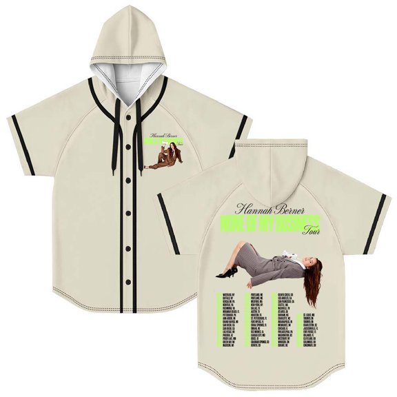 Hannah Berner None Of My Business Tour Hooded Baseball Jersey Short Sleeve Shirt Women Men Crewneck Tee