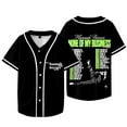 thumbnail image 1 of Hannah Berner None Of My Business Tour Merch Baseball Jacket V-neck Short Sleeve T-shirts, 1 of 6
