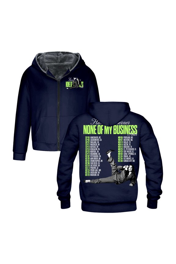 Hannah Berner None Of My Business Tour Zipper Hoodie Long Sleeve Jacket Parkas Men Women Winter Coat