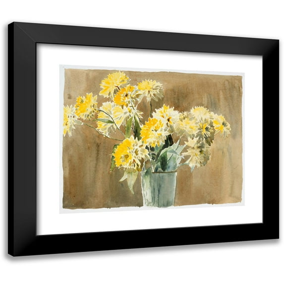 Hannah Borger Overbeck 24x20 Black Modern Framed Museum Art Print Titled - Vase with Yellow Flowers (circa 1915)
